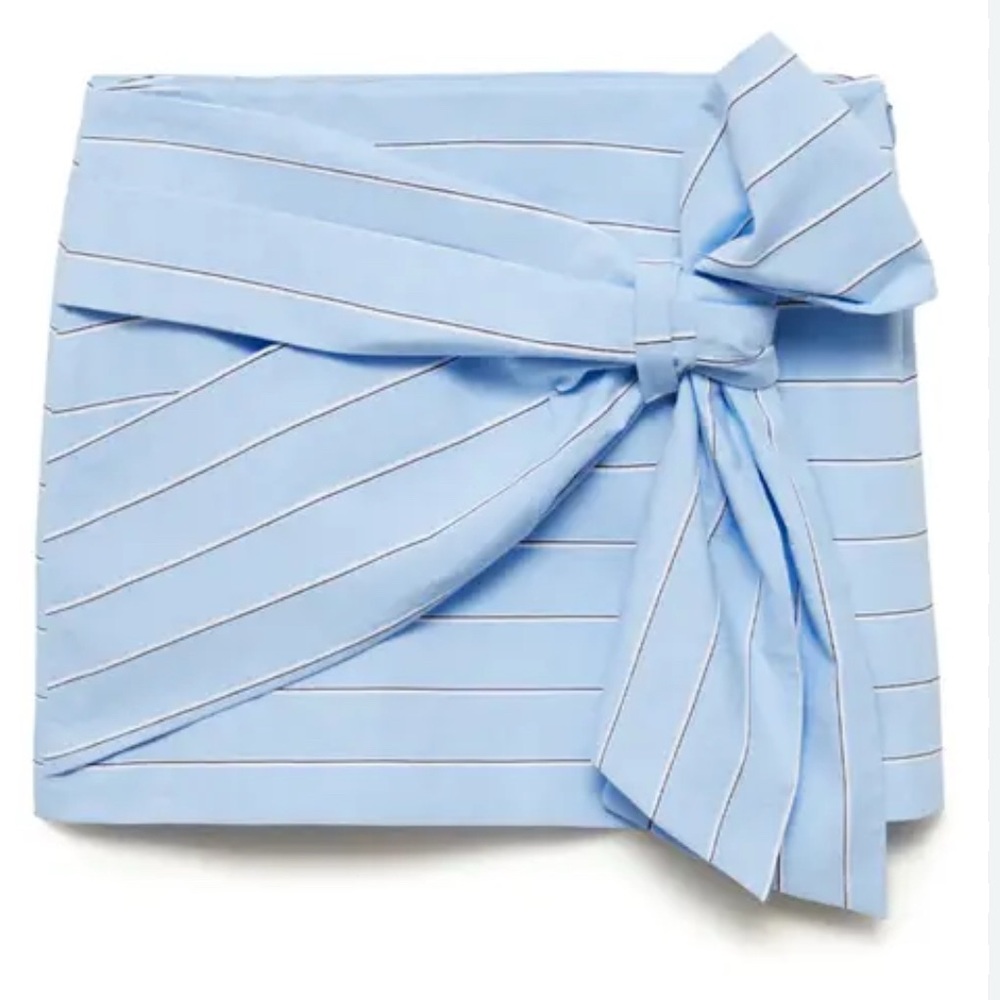 Mango Light Blue Striped Mini Skirt